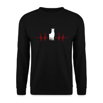 Alpaca llama gift idea Fluffy Shaggy - Unisex Sweatshirt - black - Front - Alina (178cm) & Michal (187cm)