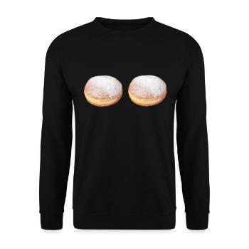 Krapfen Brüste - Lustiges Faschingskostüm Berliner - Unisex Pullover - Schwarz - Vorne - Alina (178cm) & Michal (187cm)