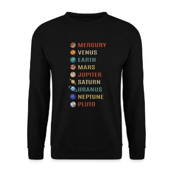 Universum Planeten - Unisex Pullover - Schwarz - Vorne - Alina (178cm) & Michal (187cm)
