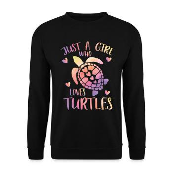 just a girl who loves turtles - Unisex Sweatshirt - black - Front - Alina (178cm) & Michal (187cm)