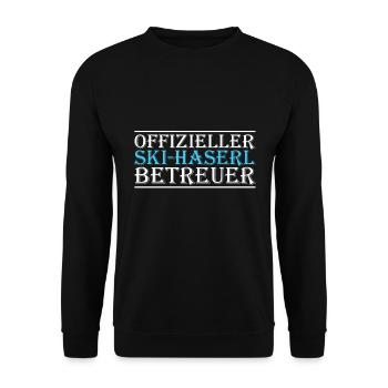 Skihaserl Betreuer Apres Ski Sprüche - Unisex Pullover - Schwarz - Vorne - Alina (178cm) & Michal (187cm)