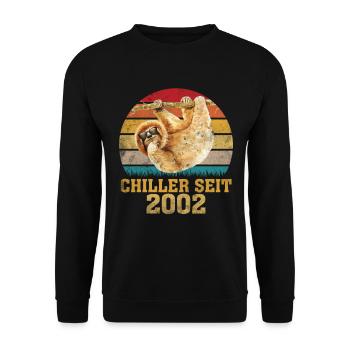 18. Geburtstag 2002 Lustig Faultier Sloth Geschenk - Unisex Pullover - Schwarz - Vorne - Alina (178cm) & Michal (187cm)