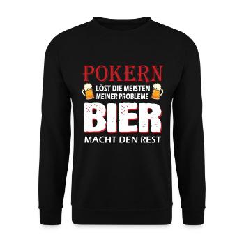Poker Spieler Lustiger Poker Spruch Pokern Bier - Unisex Pullover - Schwarz - Vorne - Alina (178cm) & Michal (187cm)