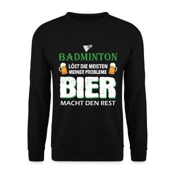 Badminton Federball Lustige Badminton Sprüche - Unisex Pullover - Schwarz - Vorne - Alina (178cm) & Michal (187cm)