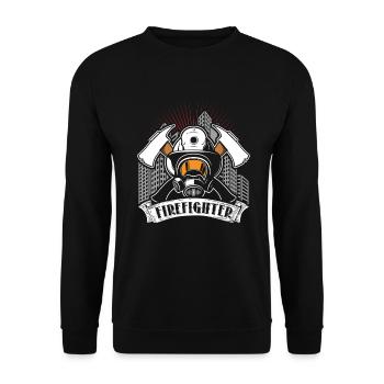 Feuerwehr Feuerwehrmann Feuerwehrfrau Geschenk - Unisex Pullover - Schwarz - Vorne - Alina (178cm) & Michal (187cm)
