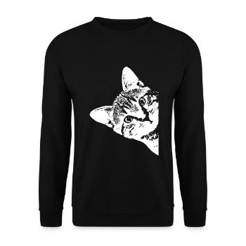 Katze - Unisex Pullover - Schwarz - Vorne - Alina (178cm) & Michal (187cm)