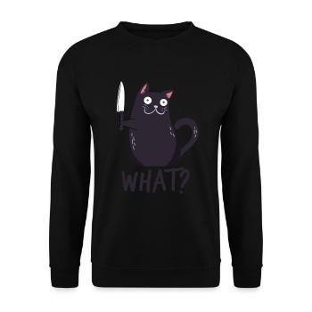 Katze - Unisex Pullover - Schwarz - Vorne - Alina (178cm) & Michal (187cm)