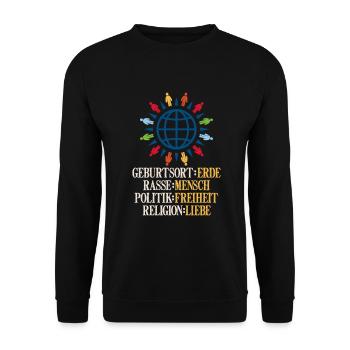 Anti Rassismus Sprüche - Unisex Pullover - Schwarz - Vorne - Alina (178cm) & Michal (187cm)