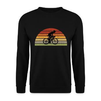 Vintage Fahrrad Retro Sonnenaufgang Radfahrer - Unisex Pullover - Schwarz - Vorne - Alina (178cm) & Michal (187cm)