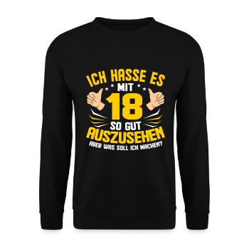18. Geburtstag - Unisex Pullover - Schwarz - Vorne - Alina (178cm) & Michal (187cm)