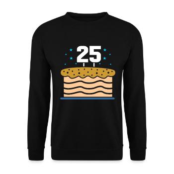 25. Geburtstag - Unisex Pullover - Schwarz - Vorne - Alina (178cm) & Michal (187cm)