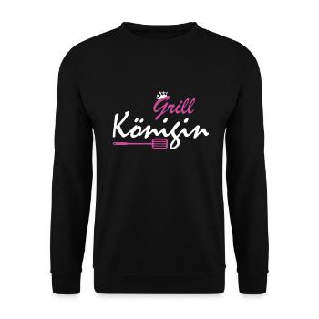 Grillkönigin Frau Grillt - Unisex Pullover - Schwarz - Vorne - Alina (178cm) & Michal (187cm)