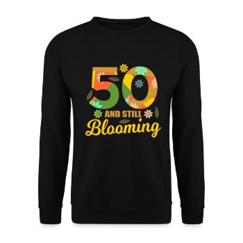 50. Geburtstag 50 Jahre alte Geschenkidee - Unisex Pullover - Schwarz - Vorne - Alina (178cm) & Michal (187cm)