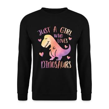 Nur ein Mädchen, das Dinosaurier liebt - Unisex Pullover - Schwarz - Vorne - Alina (178cm) & Michal (187cm)