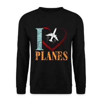 Flugzeug - Unisex Pullover - Schwarz - Vorne - Alina (178cm) & Michal (187cm)