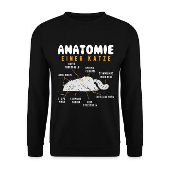 Katze - Unisex Pullover - Schwarz - Vorne - Alina (178cm) & Michal (187cm)