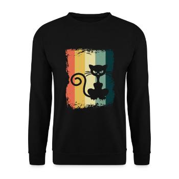 Katze - Unisex Pullover - Schwarz - Vorne - Alina (178cm) & Michal (187cm)