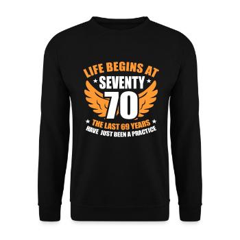 70th Birthday - Unisex Sweatshirt - black - Front - Alina (178cm) & Michal (187cm)