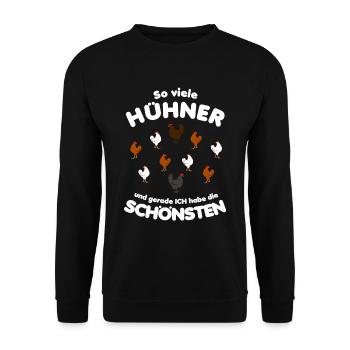 So viele Hühner ich habe die Schönsten Huhn Bauer - Unisex Pullover - Schwarz - Vorne - Alina (178cm) & Michal (187cm)