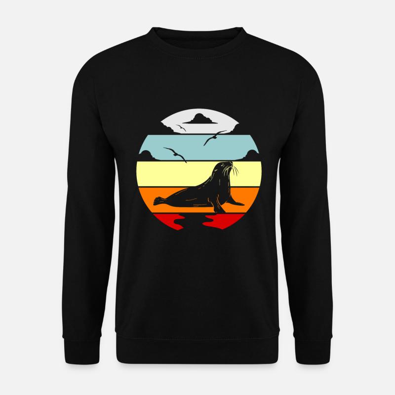 Robbe Seelöwe Shirt Geschenkidee - Unisex Pullover - Schwarz