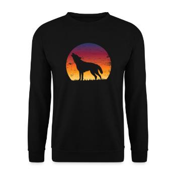 Wolf Geschenkidee Wolf Liebhaber - Unisex Pullover - Schwarz - Vorne - Alina (178cm) & Michal (187cm)