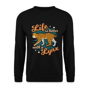 lynx - Unisex Sweatshirt - black - Front - Alina (178cm) & Michal (187cm)