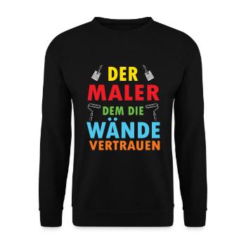 Maler Geschenk Wände Streicher Malerbetrieb - Unisex Pullover - Schwarz - Vorne - Alina (178cm) & Michal (187cm)