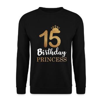 Tochter Geschenk 15. Geburtstag 15 Jahre Mädchen - Unisex Pullover - Schwarz - Vorne - Alina (178cm) & Michal (187cm)