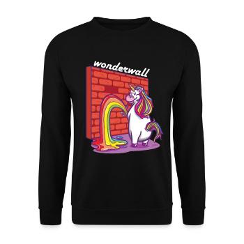 Lustiges Pinkelndes Einhorn Witzige Einhörner - Unisex Pullover - Schwarz - Vorne - Alina (178cm) & Michal (187cm)