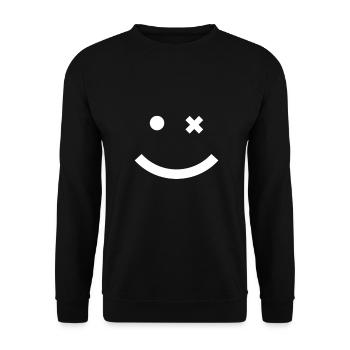 Lächeln - Unisex Pullover - Schwarz - Vorne - Alina (178cm) & Michal (187cm)