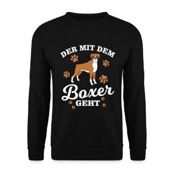 Boxer Hunderasse - Unisex Pullover - Schwarz - Vorne - Alina (178cm) & Michal (187cm)