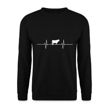 Bauer Kuh Herzschlag - Unisex Pullover - Schwarz - Vorne - Alina (178cm) & Michal (187cm)