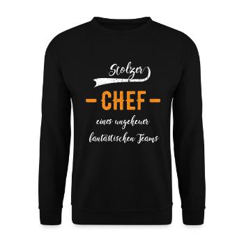 Stolzer Chef Chefität Geschenkidee Chefe Boss - Unisex Pullover - Schwarz - Vorne - Alina (178cm) & Michal (187cm)