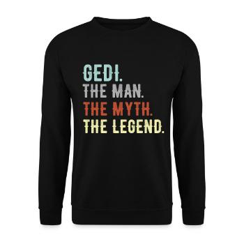 Gedi Firmgedi Taufgedi Ged Firmged Geschenkidee - Unisex Pullover - Schwarz - Vorne - Alina (178cm) & Michal (187cm)