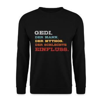Gedi Weihnachtsgeschenk Firmgedi Taufgedi - Unisex Pullover - Schwarz - Vorne - Alina (178cm) & Michal (187cm)