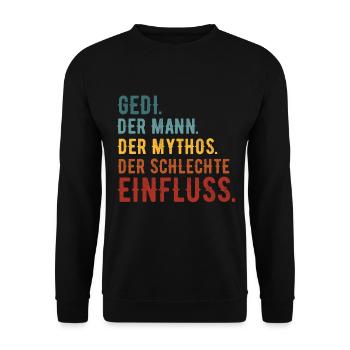 Gedi Firmgedi Taufgedi Geschenk - Unisex Pullover - Schwarz - Vorne - Alina (178cm) & Michal (187cm)