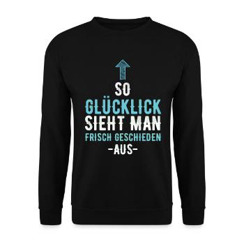 Geschieden Scheidung Glücklicher Single Ex Ehe - Unisex Pullover - Schwarz - Vorne - Alina (178cm) & Michal (187cm)