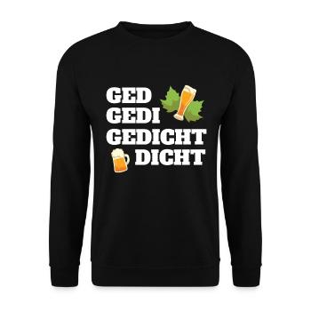 Gedi Bier Trinker Lustiges Geschenk Ged Firmgedi - Unisex Pullover - Schwarz - Vorne - Alina (178cm) & Michal (187cm)