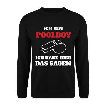 Poolboy Bademeister Badewart Geschenkidee - Unisex Pullover - Schwarz - Vorne - Alina (178cm) & Michal (187cm)