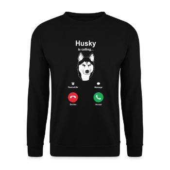 Husky Schlittenhunde - Unisex Pullover - Schwarz - Vorne - Alina (178cm) & Michal (187cm)