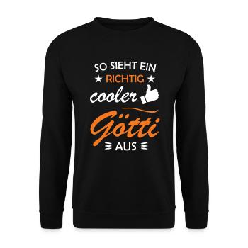 Götti Geschenkidee Firmgötti Taufgötti Göti fragen - Unisex Pullover - Schwarz - Vorne - Alina (178cm) & Michal (187cm)