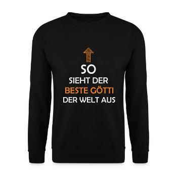 Bester Götti der Welt Firmgötti Taufgötti Geschenk - Unisex Pullover - Schwarz - Vorne - Alina (178cm) & Michal (187cm)