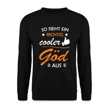 Göd Gödi Firmgöd Taufgöd Taufgödi Geschenkidee - Unisex Pullover - Schwarz - Vorne - Alina (178cm) & Michal (187cm)