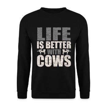 Kuh Liebhaber Kuh Bauer Geschenkidee - Unisex Pullover - Schwarz - Vorne - Alina (178cm) & Michal (187cm)