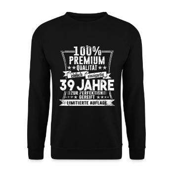 39. Geburtstag 1981 Geschenk 39 Jahre Geschenkidee - Unisex Pullover - Schwarz - Vorne - Alina (178cm) & Michal (187cm)