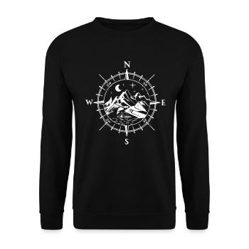 Compass Mountains Bergsteiger Abenteurer - Unisex Pullover - Schwarz - Vorne - Alina (178cm) & Michal (187cm)