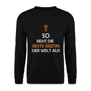 Beste Ärztin der Welt Ärztin Geschenkidee - Unisex Pullover - Schwarz - Vorne - Alina (178cm) & Michal (187cm)
