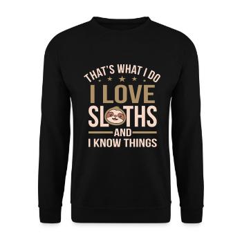 Faultier Faul Faul sein Geschenk - Unisex Pullover - Schwarz - Vorne - Alina (178cm) & Michal (187cm)