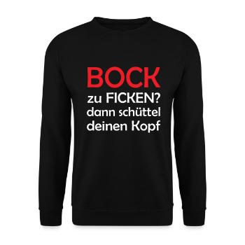Bock zu Ficken? Lustiger Spruch Provokant - Unisex Pullover - Schwarz - Vorne - Alina (178cm) & Michal (187cm)