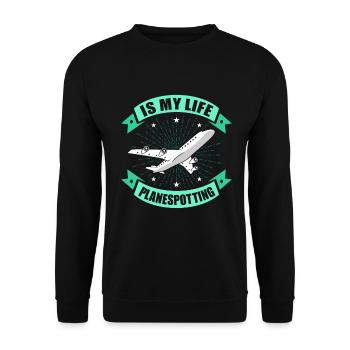 Flugzeug - Unisex Pullover - Schwarz - Vorne - Alina (178cm) & Michal (187cm)